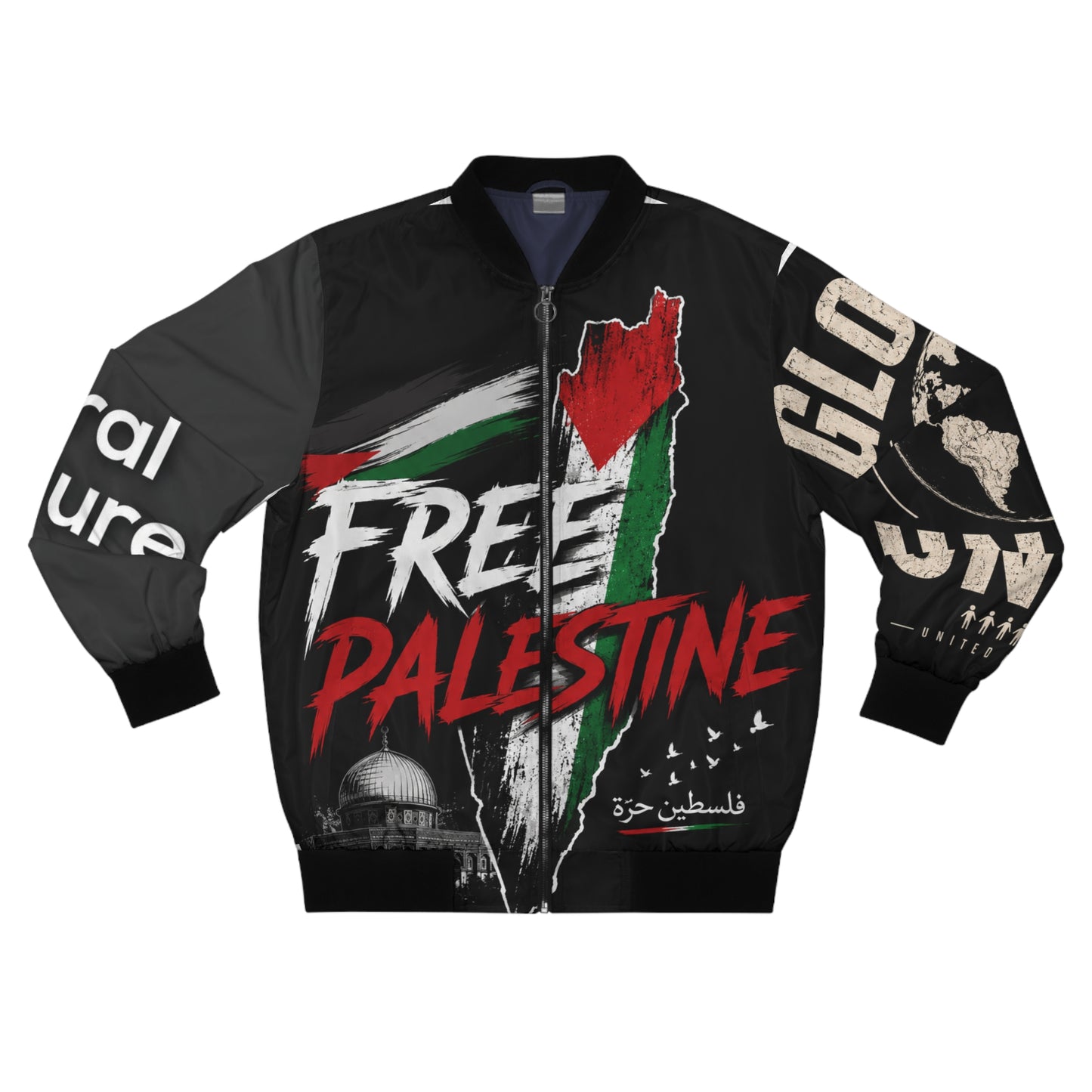 Free Palestine Bomber Jacket — Political Statement Coat