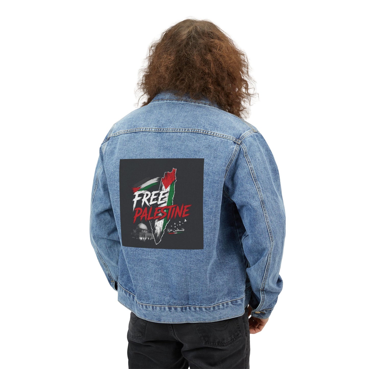 Denim Jacket — "Free Palestine" Graphic Back Patch