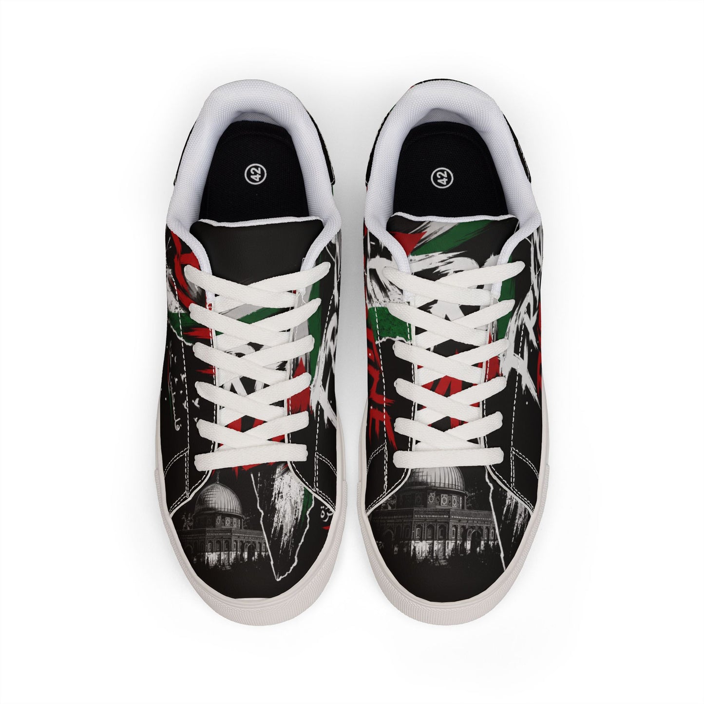Low-Top Sneakers — "Free Palestine" Leather Skate Shoes