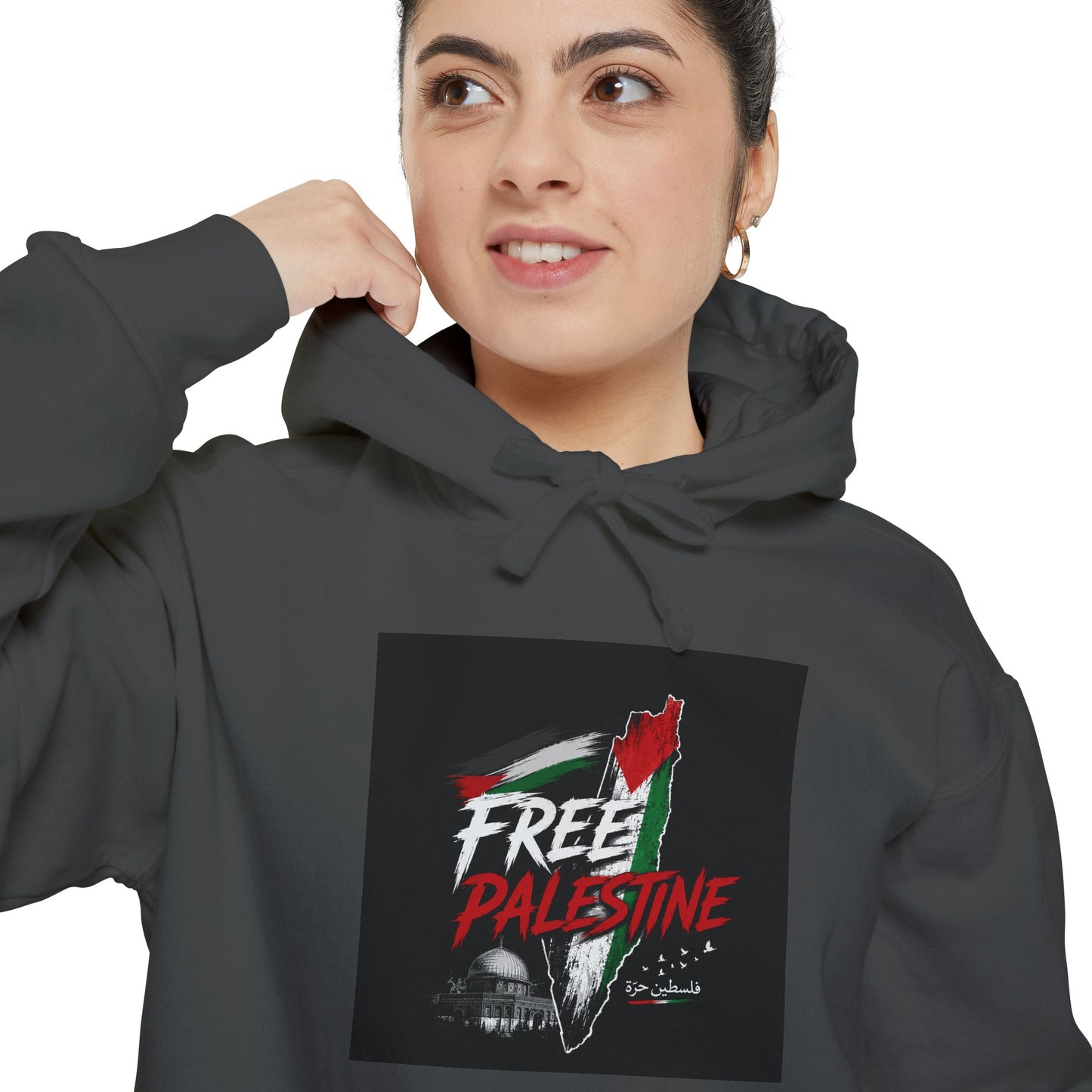 Free Palestine Hoodie – Political Solidarity Pullover with Graphic Flag