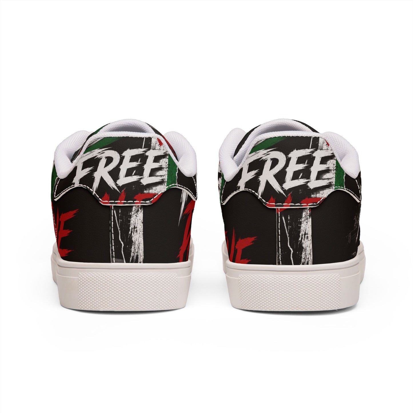Low-Top Sneakers — "Free Palestine" Leather Skate Shoes