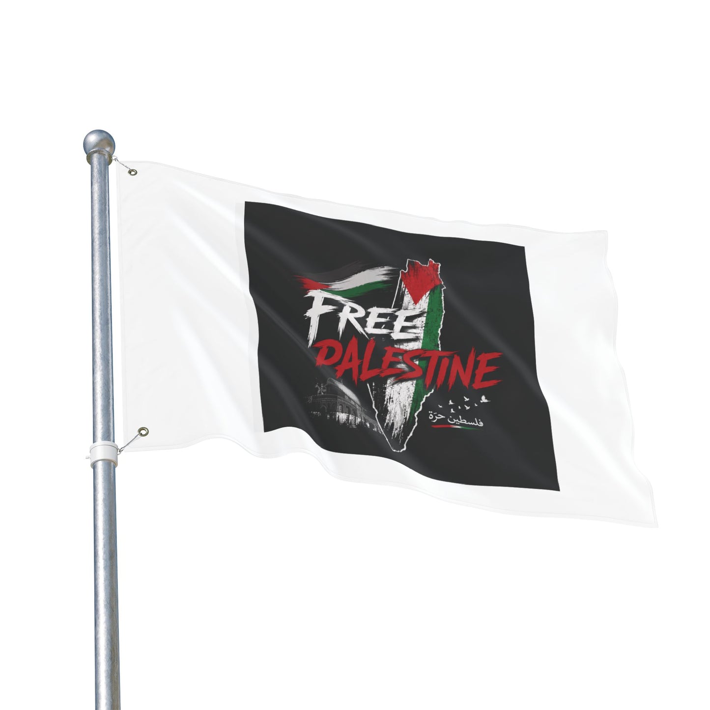 Free Palestine Double-Sided Flag — Political Solidarity Garden Banner