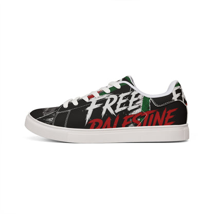 Low-Top Sneakers — "Free Palestine" Leather Skate Shoes