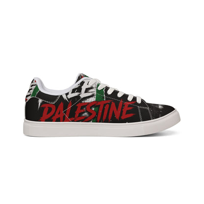 Low-Top Sneakers — "Free Palestine" Leather Skate Shoes